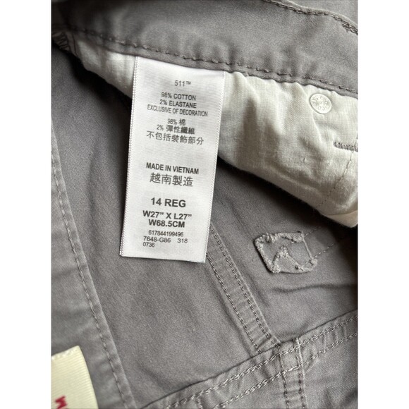 Levi's 511 Slim Tapered PANTS - Gray Khaki - Mens Tag  27X27 Measures 27x28 - Picture 6 of 15